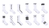 Calcetines con logotipo personalizado de sublimación Calcetines personalizados blancos en blanco con logotipo Calcetines de poliéster personalizados de alta calidad para sublimación