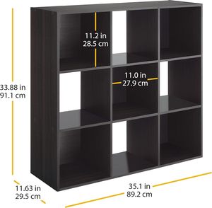 Современный 3-уровневый деревянный книжный шкаф с 9 кубиками - Product Image 4