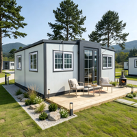 Maison conteneur pliable moderne à double aile extensible 20ft 40ft Villa de luxe modulaire préfabriquée Parc ISO CE Installation rapide Maison mobile