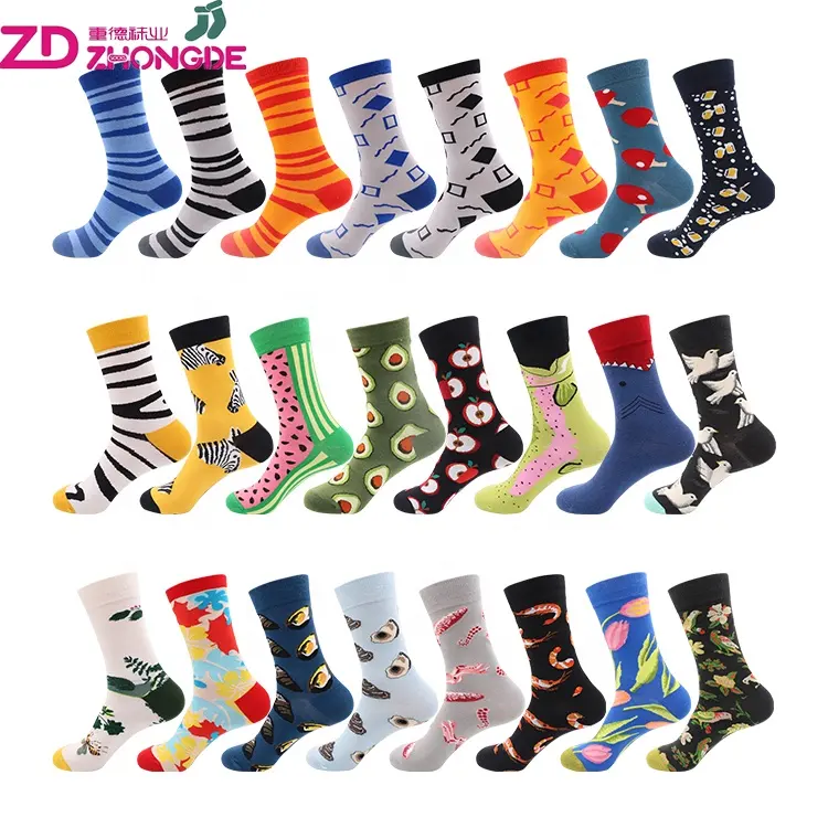 Custom design long mid-calf pure cotton bamboo colorful fashion dress socks for men wholesale price low MOQ