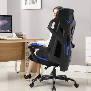 VANBOW 2023 Unique Design Custom Logo Super Wide Comfy Black Blue Gaming Chair for Computer