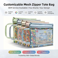 Pochettes de rangement zippées personnalisées en maille respirante double couche nylon/polyester transparentes pour voyages, artisanat et cadeaux de fête