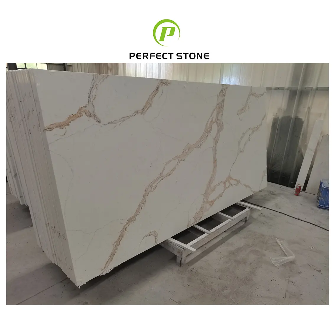 Artificial Calacatta Gold White Quartz Slab Kitchen Countertop Prefab Quartz Stone Wholesale With Veins Sink Price