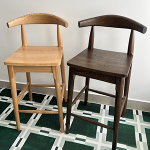 Solid Wood Bar <strong>Stool</strong> <strong>with</strong> Low <strong>Back</strong> Nordic <strong>Counter</strong> Height Chair for Restaurant Cafe Bar Commercial Hospitality Seating Furniture - Product Image 2