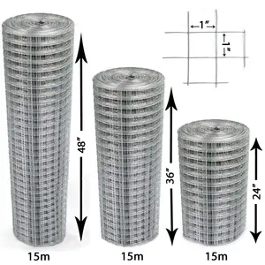 Produca una rete metallica saldata di qualità per rotoli di dimensioni 3/4X3/4 pollici rete metallica saldata zincata a caldo