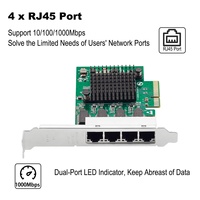 Tarjeta de red PCIe x4, interfaz de 4 puertos RJ45 NIC Realtek 8111H Chip 1GB 1000Mbps para servidor diseñado para Lenovo, carcasas pequeñas