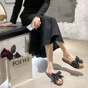 Sandali da spiaggia estivi all'aperto da <span class=keywords><strong>donna</strong></span> e infradito piatte nuove pantofole Slip personalizzate con fiocco con tendenza alla moda - Product Image 6