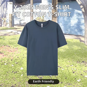 Camiseta Casual de Hombre de Alta Calidad, Elástica, Corte Regular, Color Sólido, Manga Corta, 100% Algodón, 2026 - Product Image 2