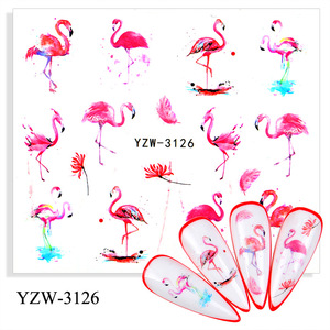 Tobogán de agua calcomanías de uñas transferencia flor hoja verde rosas flamenco pegatina de uñas para uñas - Product Image 5