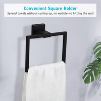 Ensemble de 5 accessoires de salle de bain suspendus, support mural auto-adhésif en acier inoxydable, barre porte-serviettes de 24 pouces avec crochet