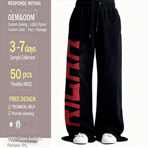 Custom <strong>Men's</strong> Cotton Loose Fit Embroidered Colored Wash Street Style Streetwear Pants With Drip Print-Joggers &amp; Bell Bottoms - Product Image 1