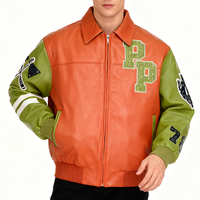 Veste en cuir de moto vintage personnalisée pour l'hiver, veste de baseball universitaire, veste bomber pour hommes