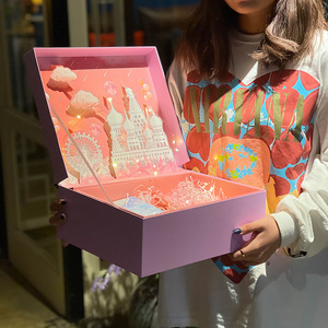 Boîte cadeau réutilisable en relief <span class=keywords><strong>3D</strong></span> Rose Château pour cosmétiques, tasse isotherme à couvercle rabattable, boîte cadeau Saint-Valentin pour étudiants - Product Image 4
