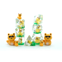 Set Dadu Dnd Polihedral 16mm Kustom Pabrik, Bentuk Bayi Rakun Lucu, Set Dadu Resin Tepi Lembut