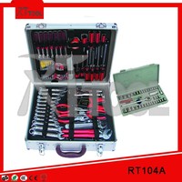 Juego de Herramientas de Mano de Aluminio de 104 Piezas, Maletín de Herramientas de Taller con Material CR-V, Personalizable OEM
