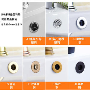 Bague décorative de couvercle de trop-plein pour lavabo en cuivre/plastique doré antique avec électroplaquage or pour drains de salle de bain - Product Image 6