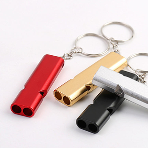 Sifflet multifonction portable 120 dB à décibels élevés, en alliage d'aluminium, double tube, pour survie d'urgence, randonnée et escalade - Product Image 1