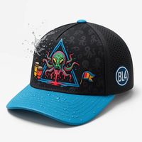 Casquette de sport en polyester à 5 panneaux, motif léopard/à pois bicolore, imperméable, perforée au laser, broderie de golf avec logo pour la performance