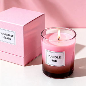 Tarro <span class=keywords><strong>de</strong></span> vela <span class=keywords><strong>de</strong></span> cristal <span class=keywords><strong>de</strong></span> Color degradado 320MLPink, tarro vacío elegante con un hermoso diseño para sostener velas y linternas - Product Image 1