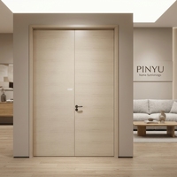 Armario de Madera Maciza de Roble Claro con Puertas Correderas Dobles, Diseño Liso y sin Juntas, para Dormitorio, Armario de Gran Visibilidad para Balcón, Kit de Puerta Interior