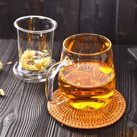 Tasses à Thé en Verre Modernes Faite à la Main, en Borosilicate, Esthétiques, Tendance et Transparente avec Poignée