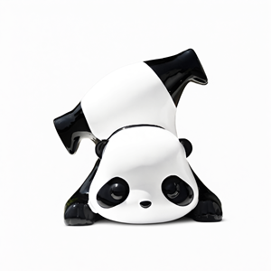 Sculpture de panda à l'envers en fibre de verre Etechan pour hall d'hôtel - Product Image 2