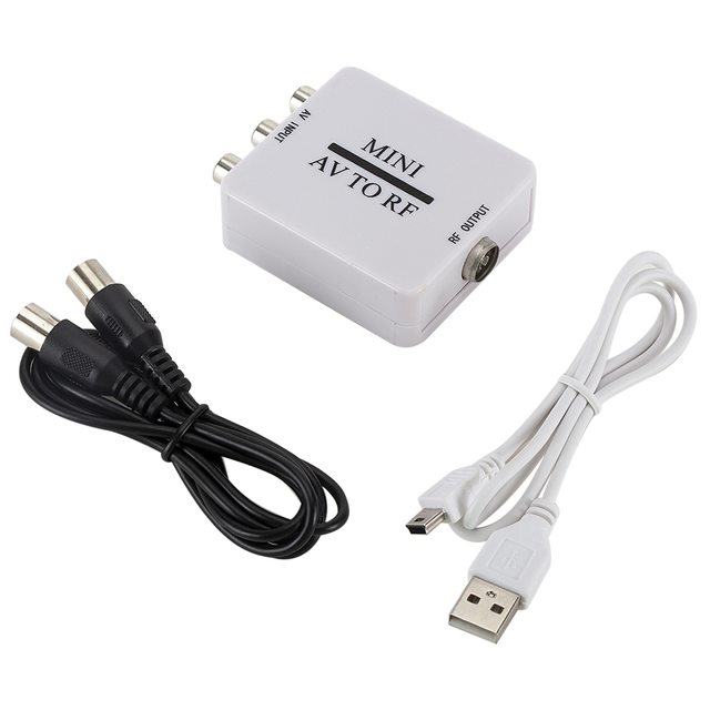Mini Rca Cvsb Av to Rf Adapter 67.25Mhz 61.25Mhz Video Audio Tv Signal Switcher