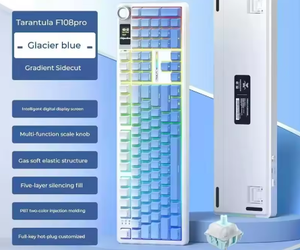 AULA F108 Pro แป้นพิมพ์กลสำหรับเล่นเกมสีฟ้าแบบไร้สาย RGB backlit hot-swap สามารถตั้งโปรแกรมได้แล็ปท็อปยูเอสบีอินเทอร์เฟซ Type-C - Product Image 1