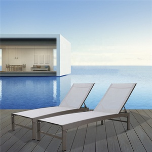 Venta al por mayor al aire libre <span class=keywords><strong>blanco</strong></span> Chaise Lounge piscina lado marco de Metal tumbonas de playa de aluminio <span class=keywords><strong>sol</strong></span> tumbona - Product Image 6