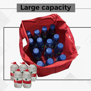 Sacs de courses réutilisables pliables en polyester 210D personnalisables de qualité avec poche pour logo, pour les voyages et les activités de plein air - Product Image 3