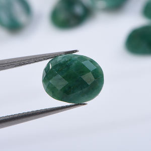 天然グリーントルマリン宝石ファセット楕円形平底カボションルース宝石ジュエリー作り用 - Product Image 3