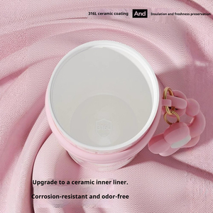 Mug isotherme en céramique 316 à motif floral avec sangle, design de haute valeur, tasse de voiture portable avec poignée - Product Image 4