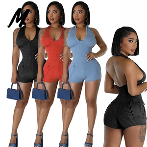 Da <span class=keywords><strong>donna</strong></span> <span class=keywords><strong>Chic</strong></span> Super elastico con cavezza a schiena scoperta con tasca 3D tuta Slim Fit tuta un pezzo 2024 <span class=keywords><strong>abbigliamento</strong></span> estivo <span class=keywords><strong>donna</strong></span> - Product Image 1