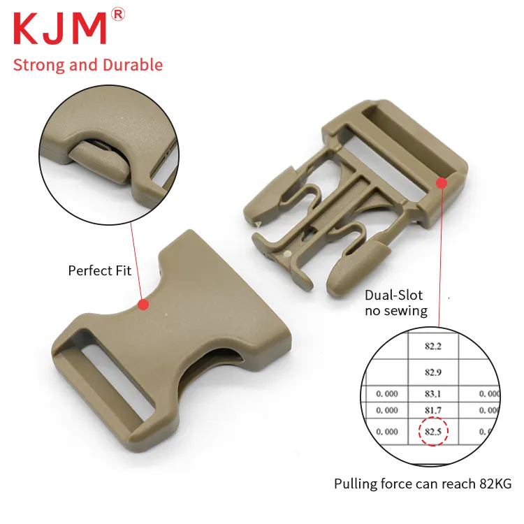 KJM In Stock Heavy Duty Tactical Duffle Bag Backpack 25MM 38MM 50MM Pom Doule Adjustable Strap Plastic Clasp Side Release Buckle