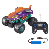 Truk Monster Jam RC Skala 1/20 Mobil Balap On-Road Isi Ulang Desain Kepala Hewan Kontrol Jarak Jauh 4-Saluran Kabel USB untuk Segala Usia