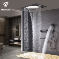 Système de douche intelligent à affichage numérique avec pommeau de douche LED encastré mural, 4 fonctions thermostatiques, effet pluie, pour appartement et hôtel