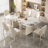 Tables à dîner rectangulaires contemporaines avec plateau en pierre frittée à motif paysager unique pour salle à manger haut de gamme – Vente en gros
