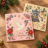 Ensemble de cartes de vœux de Noël multi-designs, cartes de Noël de luxe avec estampage à chaud doré, cartes de Noël florales en aquarelle pour offrir en cadeau