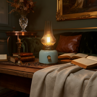 Lampe de Noël LED sans fil personnalisée en résine européenne, alimentée par piles, avec abat-jour en verre E26, à intensité variable, pour décoration de salon