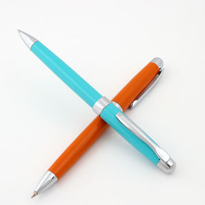 Stylos à bille exécutifs en métal orange en gros promotionnels avec logo personnalisé - Product Image 1