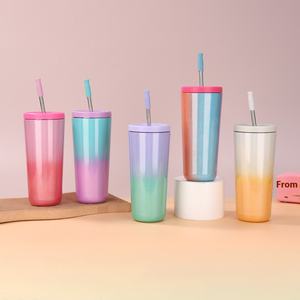Vente chaude 304 En Acier Inoxydable Vide Thermos Tasse Haute Couleur Valeur Portable Tasse À Café Anti-Drop Paille pour Voyage Ménage - Product Image 2