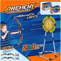 Ensemble d'arc et de flèches lumineux en plastique pour enfants, kit de tir à l'arc pour débutants avec cibles à ventouses, jouet sportif pour garçons et filles