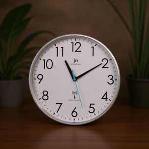 JUSTAMINUTE Silver 00917RCS <b>Radio</b> Controlled Wall <b>Clock</b> (30cm) - Product Image 3