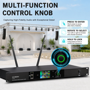 Sistem Mikrofon Nirkabel UHF Profesional UX02 2-Saluran dengan 1 Mikrofon Genggam dan 1 Mikrofon Bodypack untuk Pertunjukan Panggung Gereja - Product Image 5