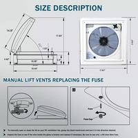 Ventilateur de toit pour camping-car Lompard Ogmie 400*400mm, 10 vitesses, silencieux, capteur de pluie intégré, 12V, pour fenêtre de voiture, salle de bain/salon/cuisine/chambre