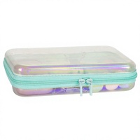 Boîtes de rangement pour jouets d'enfants personnalisables, sacs cosmétiques transparents imperméables à fermeture éclair, étui rigide transparent en PET laser avec fermeture éclair