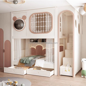 JS FURNITURE-Lit superposé de luxe <span class=keywords><strong>pour</strong></span> enfants, nouveau design, mobilier de chambre à coucher, lit double <span class=keywords><strong>pour</strong></span> enfant, <span class=keywords><strong>berceau</strong></span>, toboggan <span class=keywords><strong>en</strong></span> arc et escaliers de rangement - Product Image 4