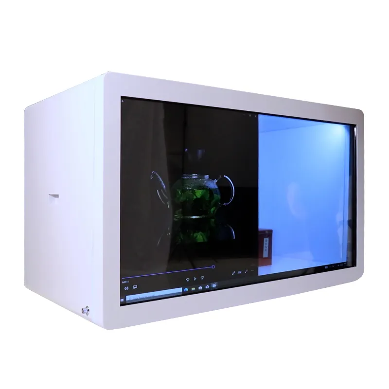 Kotak Display LCD Transparan 21.5 ", Layar Sentuh Interaktif Transparan Display LCD Produk Pameran Seni