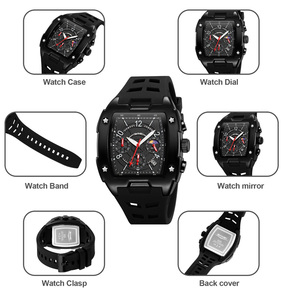 Sporty Round Zinc Alloy Case Glass Crystal Quartz Chronograph Date Stopwatch <b>Silica</b> Gel Band Water Resistant Durable Design - Product Image 4