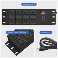 Multiprise industrielle robuste 20 A avec protection contre les surtensions, 8 prises, câble 12 AWG, pour atelier et garage, en métal